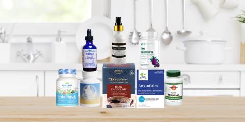 a selection of all-natural remedies, supplements, and tea