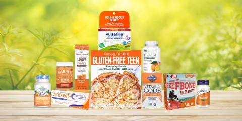 a selection of all-natural supplements and a cookbook