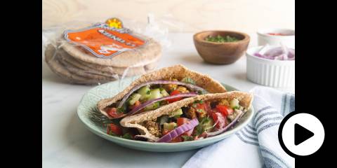 a pita stuffed with cauliflower and baba ghanoush