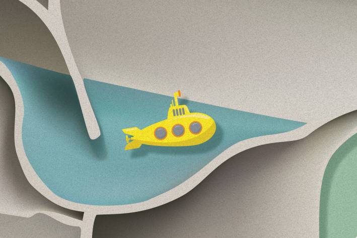 Should Your Poop Float? a submarine floating up to use its periscope in a toilet