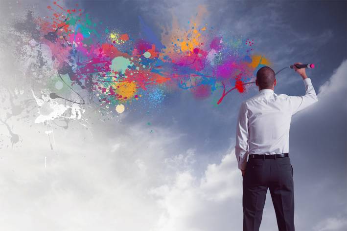 Seasonal Affective Disorder A man coloring over gray skies