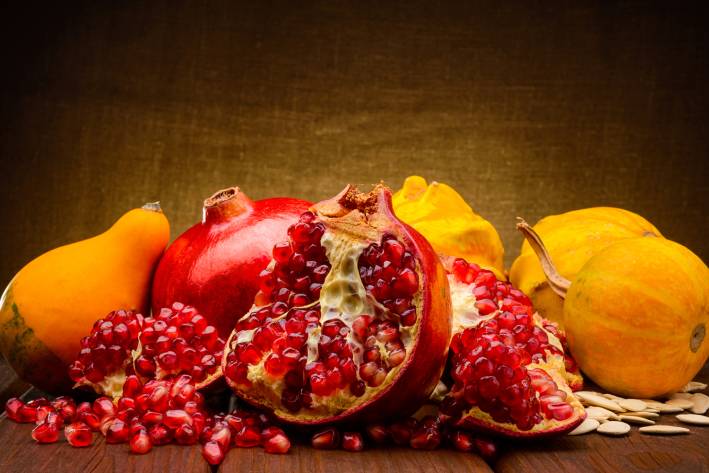 3 Healthy Foods for Men pumpkins and pomegranates