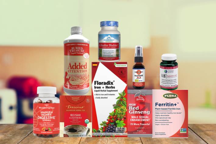 a selection of all-natural supplements and superfoods