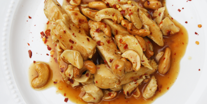 Honeyed Cashew Chicken Honeyed chicken with halved cashews