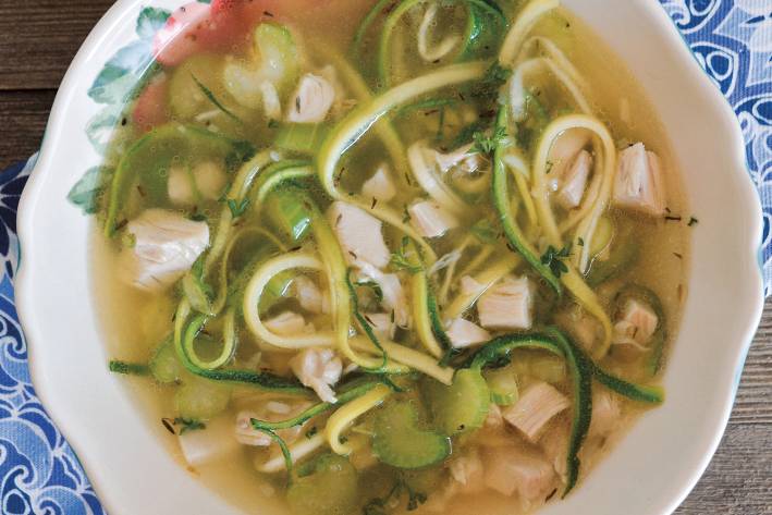 Chicken Zoodle Soup Chicken soup with zucchini noodles